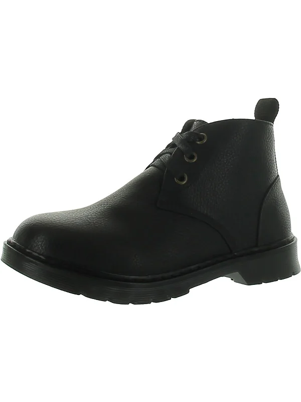 Boys Faux Leather Lace Up Ankle Boots