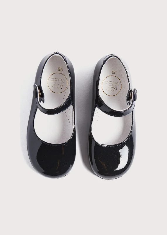 Patent Leather Mary Jane Shoes in Navy (25-34EU)