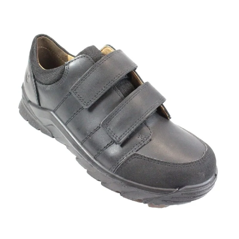 Ricosta: Johno Rip Tape School Shoes - Black Leather