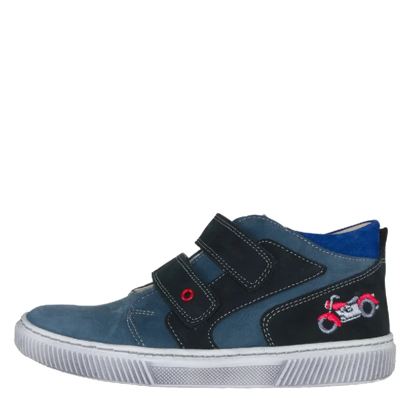 Szamos Kid Boy Sneakers Blue With Motorbike Decor - Made In Europe