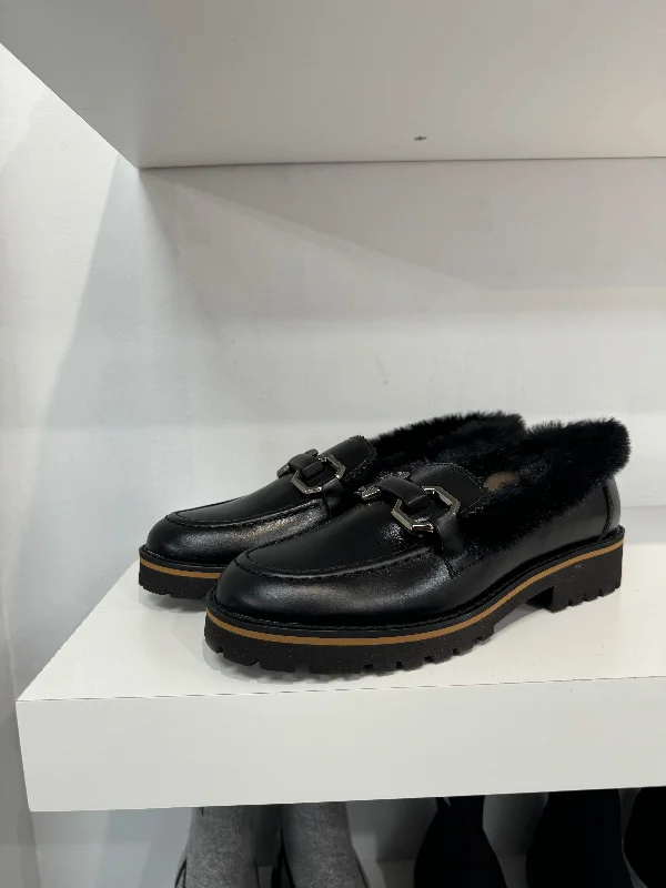 Beberlis Black Fur Trim Loafer