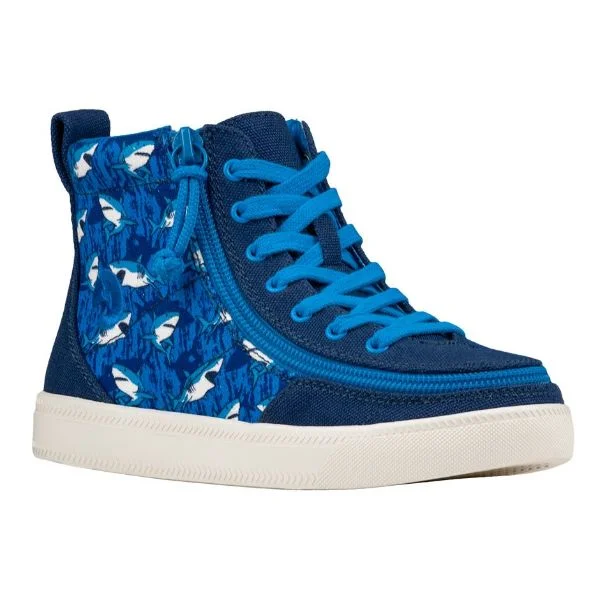 BILLY Blue Sharks Classic Lace High Adaptive Shoes (Easy On/Off)